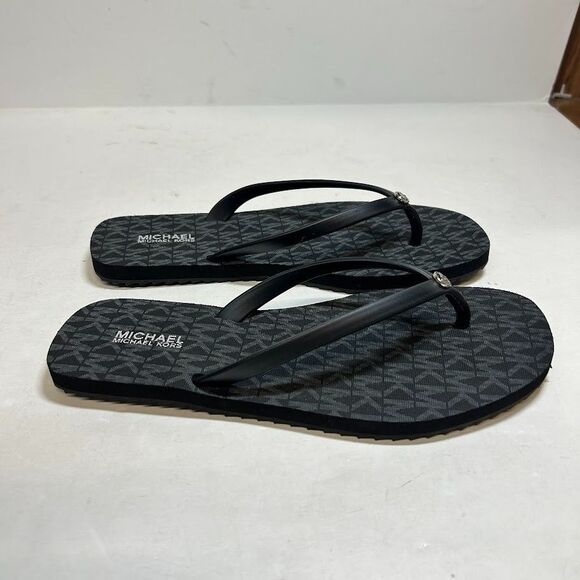 Michael Kors Womens 6 M Black Jinx Logo Flip Flop Sandals NIB FQ0 - Picture 3 of 4